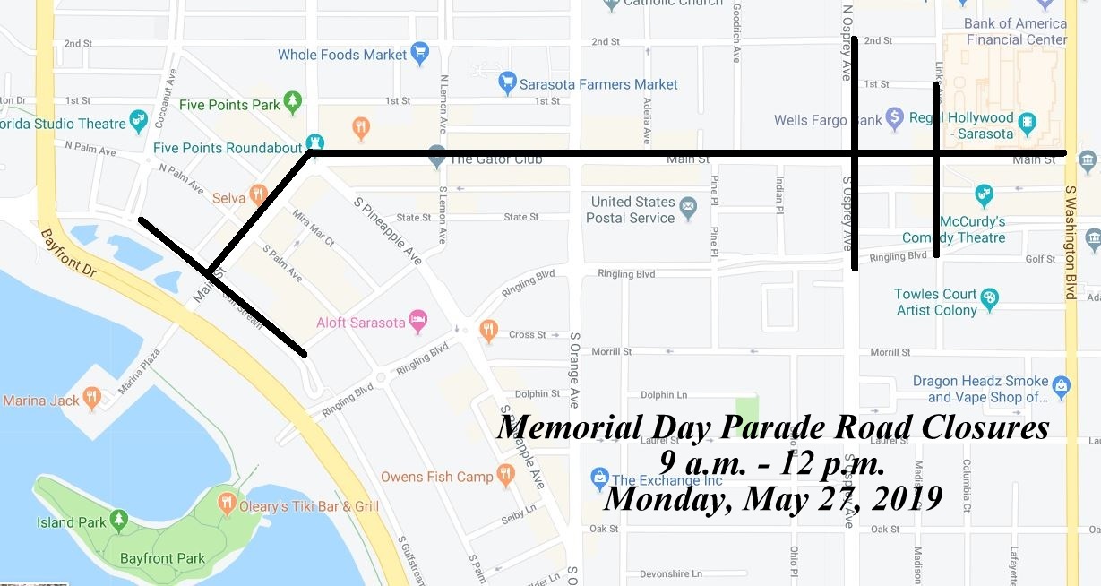 Memorial Day Parade Road Closures Map
